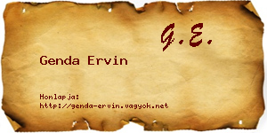 Genda Ervin névjegykártya